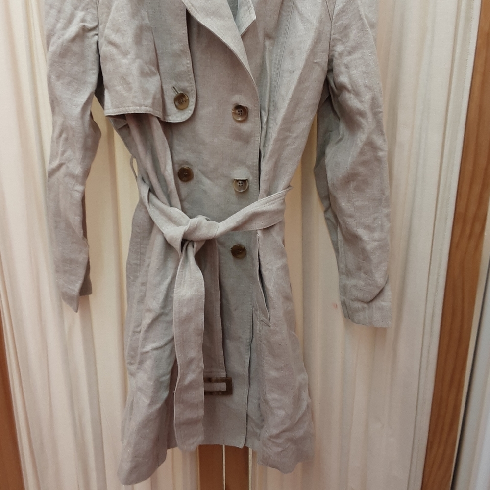Charter Club Women's Beige Linen Trenchcoat Size Large
